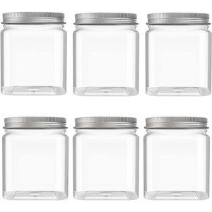 6 Pack 24 Oz Clear plastic jar For Kitchen & Household Aluminum cap